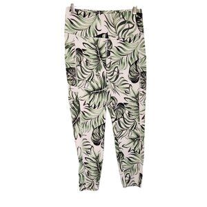 Cali‎ Active Leggings Yoga Running  Tropical Palm Floral Sz S EUC